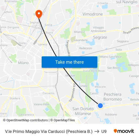 First of May Avenue Carducci Street (Peschiera Borromeo) to U9 map