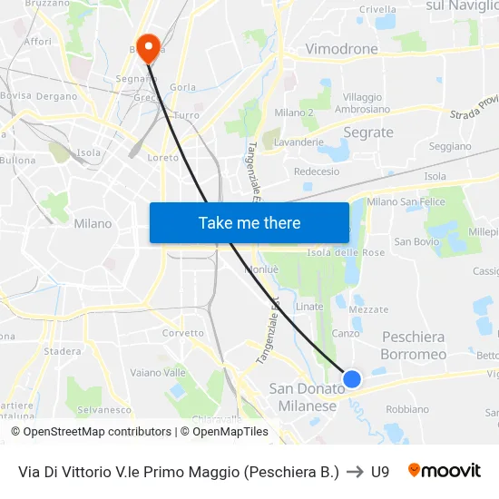 Via Di Vittorio First of May Avenue (Peschiera B.) to U9 map