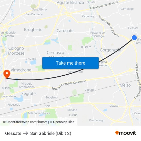 Gessate to San Gabriele (Dibit 2) map