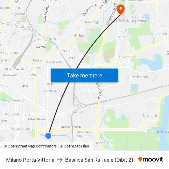 Milano Porta Vittoria to Basilica San Raffaele (Dibit 2) map