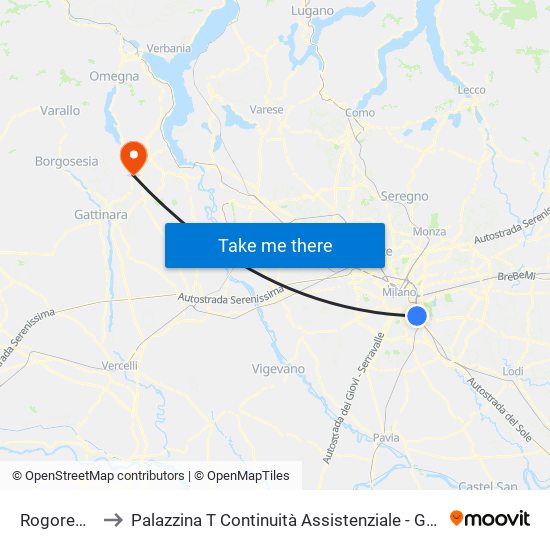 Rogoredo FS to Palazzina T Continuità Assistenziale - Guardia Medica map