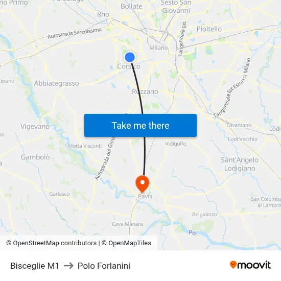 Bisceglie M1 to Polo Forlanini map