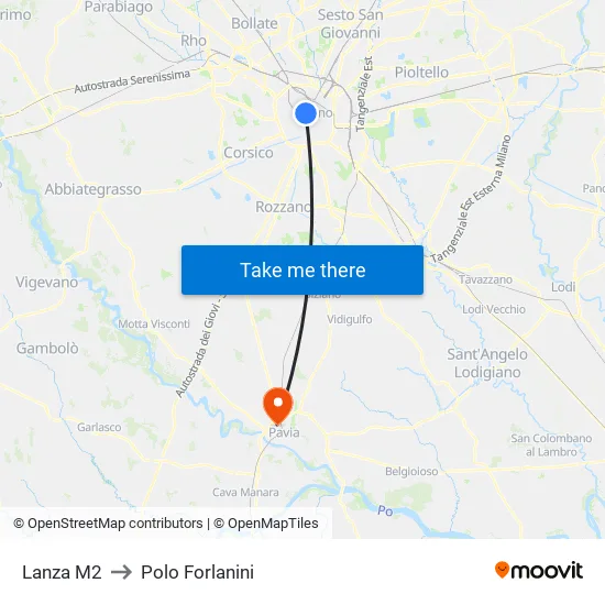 Lanza M2 to Polo Forlanini map