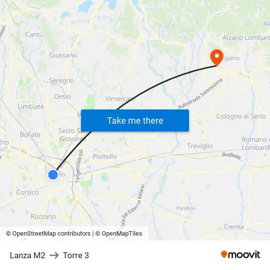Lanza M2 to Tower 3 map