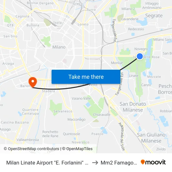Milan Linate Airport "E. Forlanini" (Lin) to Mm2 Famagosta map