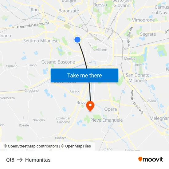 Qt8 to Humanitas map