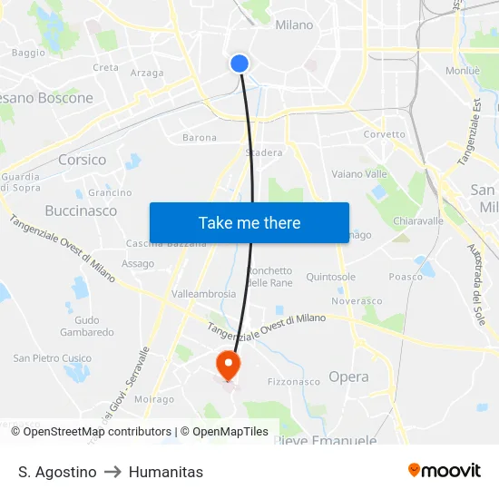 S. Agostino to Humanitas map