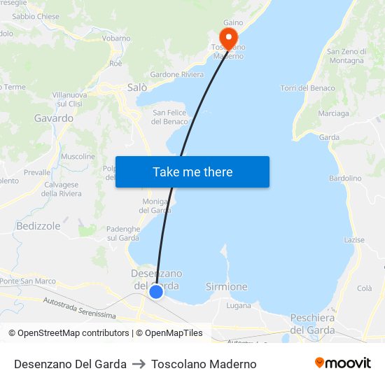 Desenzano Del Garda to Toscolano Maderno map