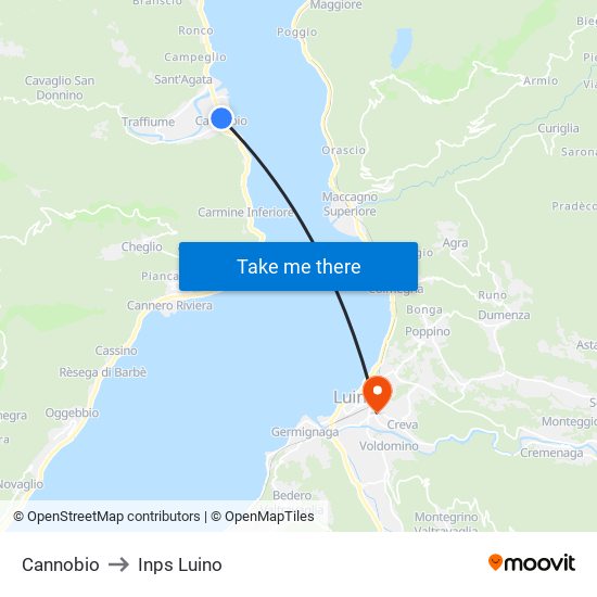 Cannobio to Inps Luino map