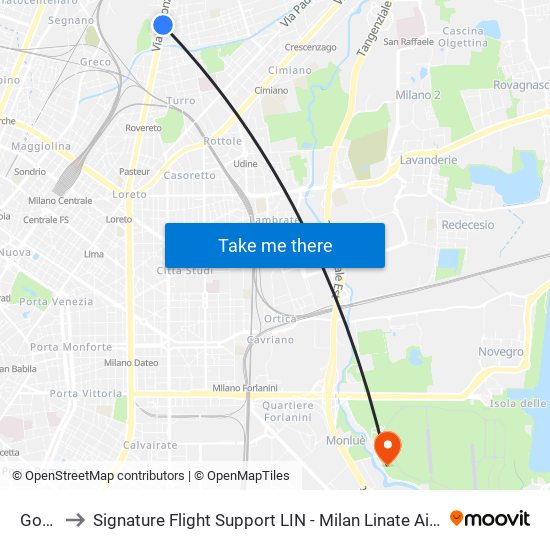 Gorla to Signature Flight Support LIN - Milan Linate Airport map