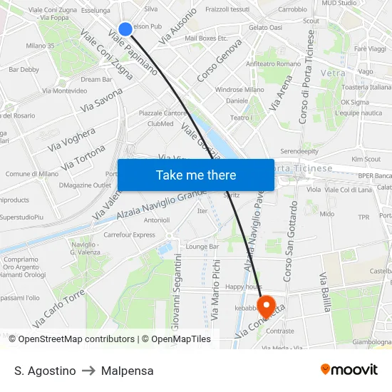 St. Augustine to Malpensa map