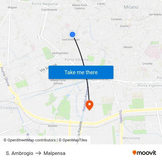 Saint Ambrose to Malpensa map
