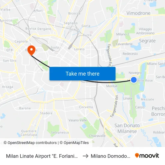 Milan Linate Airport "E. Forlanini" (Lin) to Milano Domodossola map