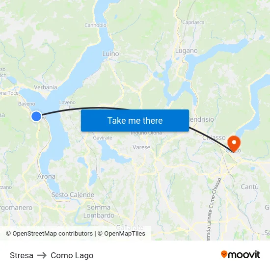 Stresa to Como Lago map