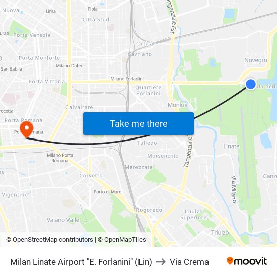 Milan Linate Airport "E. Forlanini" (Lin) to Via Crema map