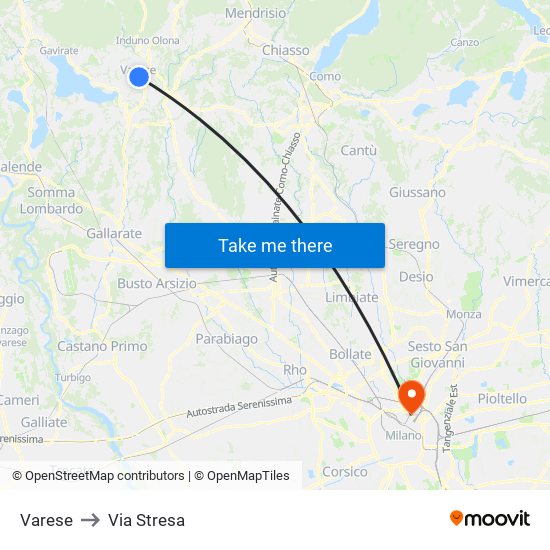 Varese to Via Stresa map