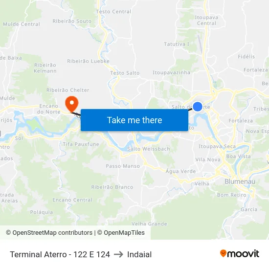 Terminal Aterro - 122 E 124 to Indaial map