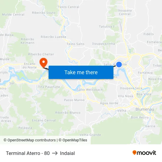 Terminal Aterro - 80 to Indaial map