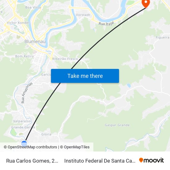 Rua Carlos Gomes, 28-80 to Instituto Federal De Santa Catarina map