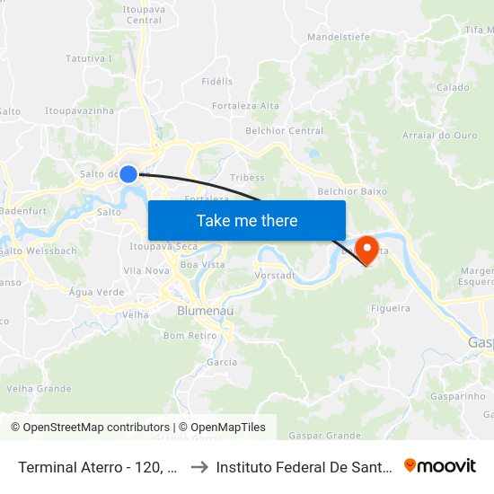 Terminal Aterro - 120, 153 E 158 to Instituto Federal De Santa Catarina map