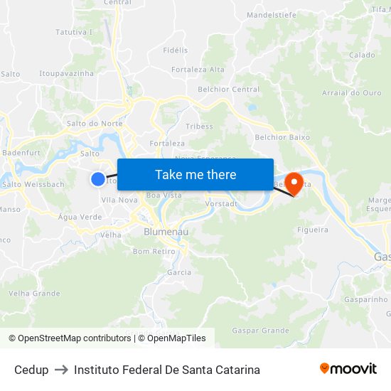 Cedup to Instituto Federal De Santa Catarina map