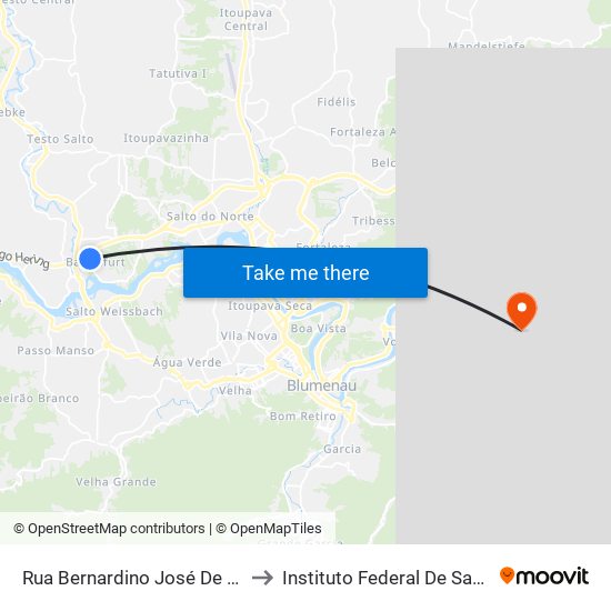 Rua Bernardino José De Oliveira, 115 to Instituto Federal De Santa Catarina map