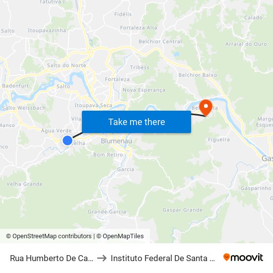 Rua Humberto De Campos to Instituto Federal De Santa Catarina map