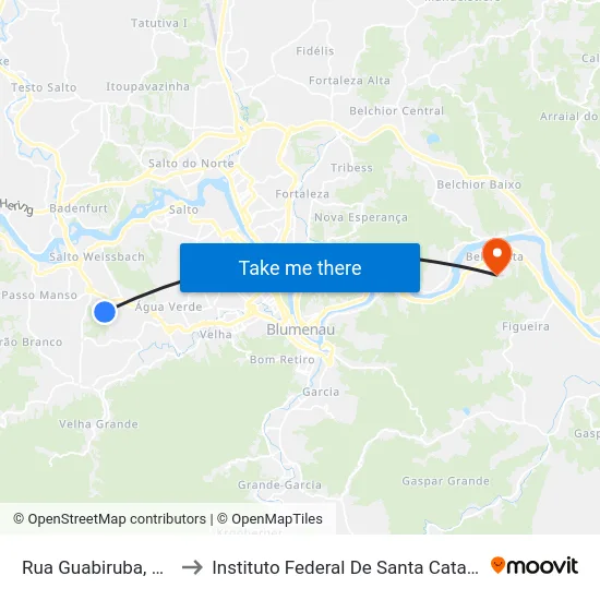 Rua Guabiruba, 568 to Instituto Federal De Santa Catarina map