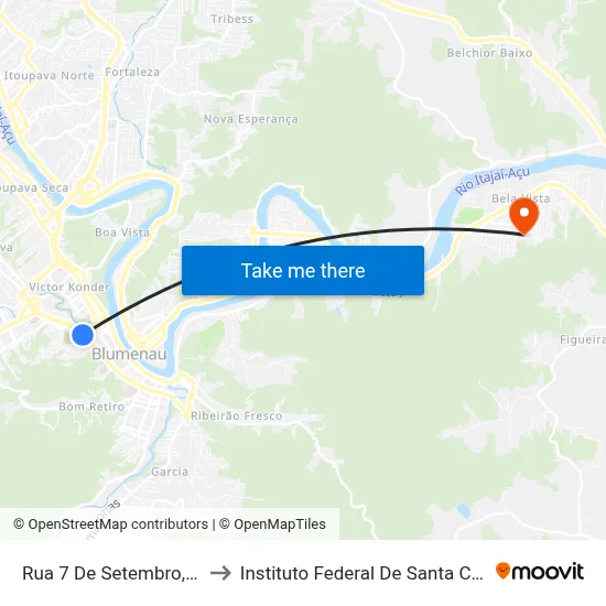 Rua 7 De Setembro, 1897 to Instituto Federal De Santa Catarina map