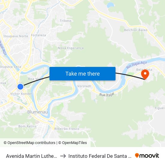 Avenida Martin Luther, 1127 to Instituto Federal De Santa Catarina map