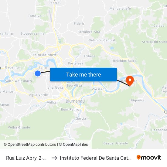 Rua Luiz Abry, 2-140 to Instituto Federal De Santa Catarina map