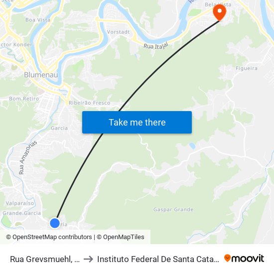 Rua Grevsmuehl, 18 to Instituto Federal De Santa Catarina map