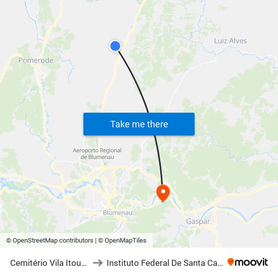 Cemitério Vila Itoupava to Instituto Federal De Santa Catarina map