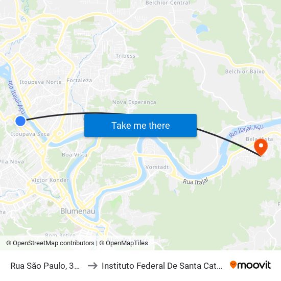 Rua São Paulo, 3250 to Instituto Federal De Santa Catarina map
