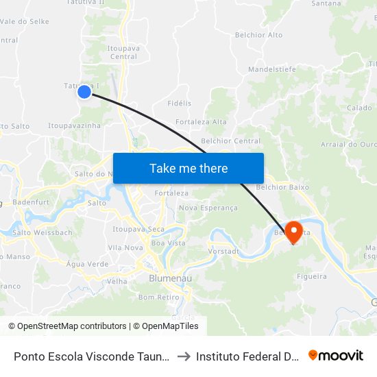 Ponto Escola Visconde Taunay - Sentido Aeroporto to Instituto Federal De Santa Catarina map