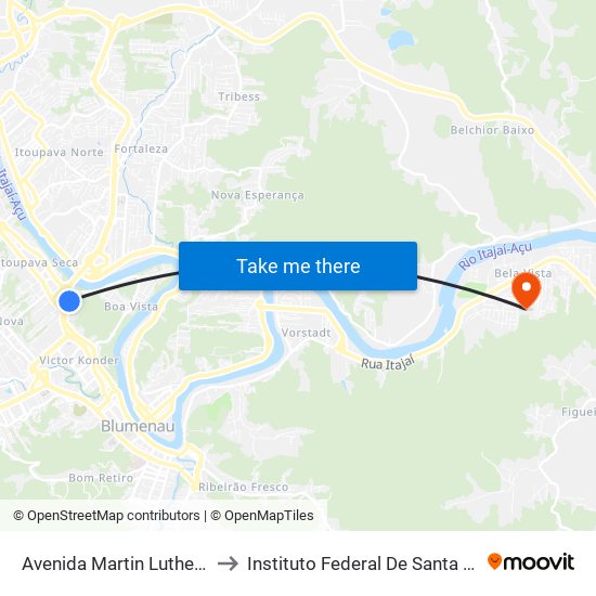 Avenida Martin Luther, 1860 to Instituto Federal De Santa Catarina map