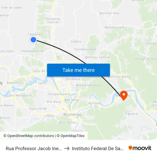 Rua Professor Jacob Ineichen, 2247 to Instituto Federal De Santa Catarina map