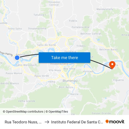 Rua Teodoro Nuss, 2-236 to Instituto Federal De Santa Catarina map