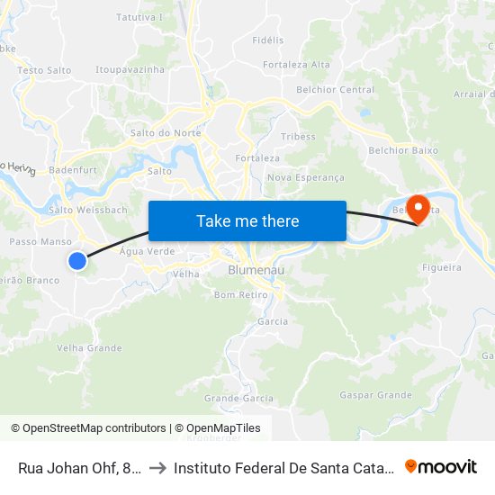 Rua Johan Ohf, 879 to Instituto Federal De Santa Catarina map