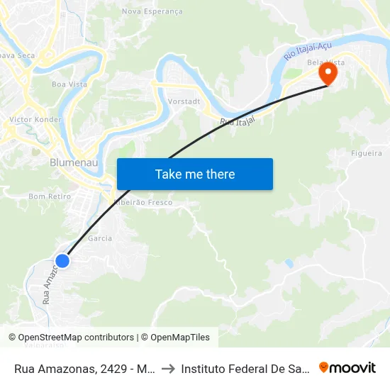 Rua Amazonas, 2429 - Millium Garcia to Instituto Federal De Santa Catarina map