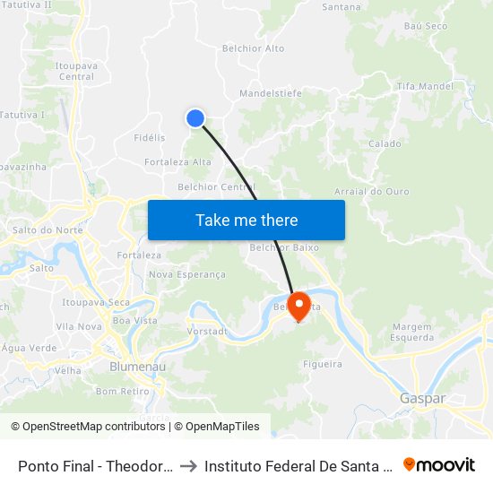 Ponto Final - Theodor Kleine to Instituto Federal De Santa Catarina map