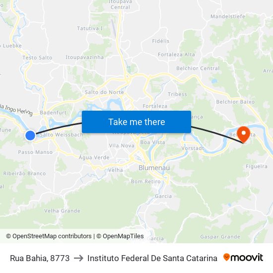 Rua Bahia, 8773 to Instituto Federal De Santa Catarina map