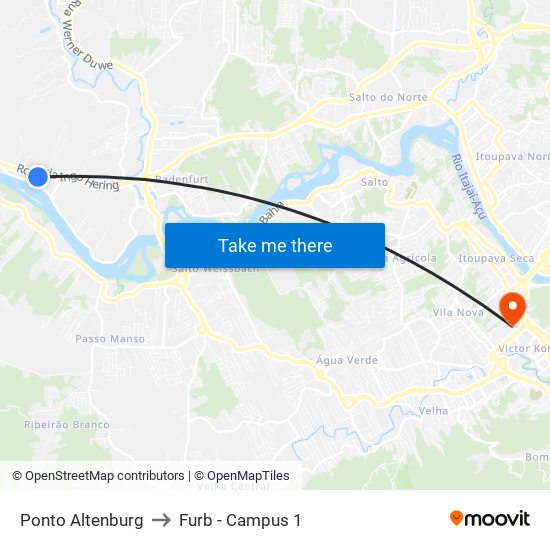 Ponto Altenburg to Furb - Campus 1 map