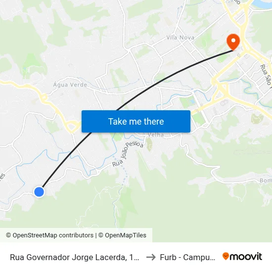 Rua Governador Jorge Lacerda, 1435 to Furb - Campus 1 map