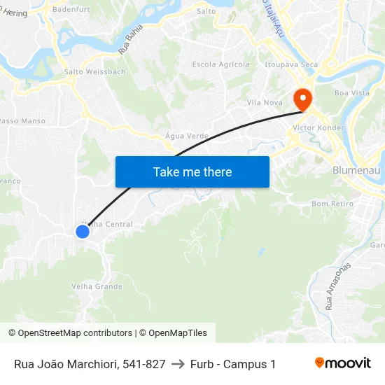 Rua João Marchiori, 541-827 to Furb - Campus 1 map