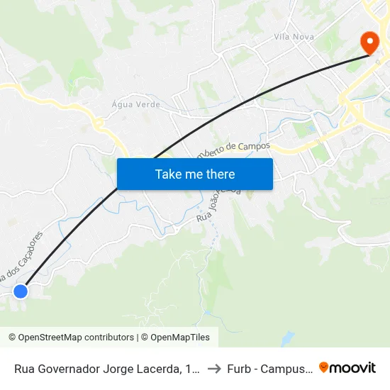 Rua Governador Jorge Lacerda, 188 to Furb - Campus 1 map