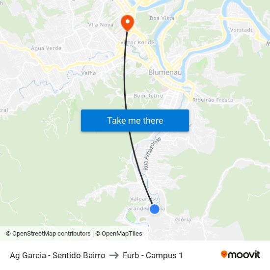 Ag Garcia - Sentido Bairro to Furb - Campus 1 map