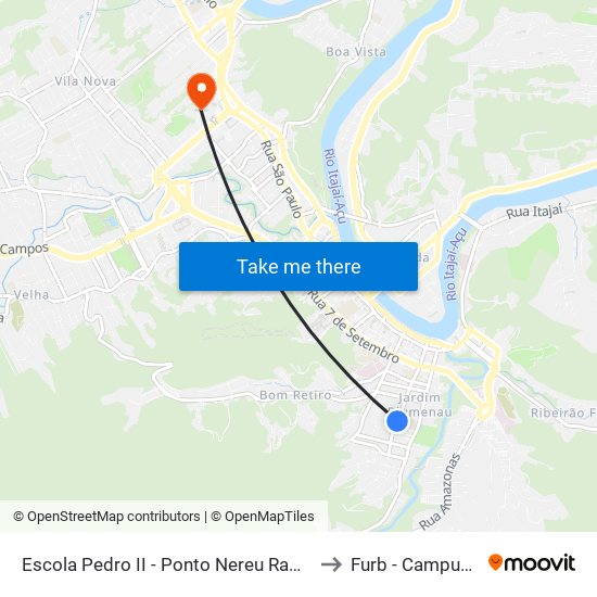 Escola Pedro II - Ponto Nereu Ramos to Furb - Campus 1 map