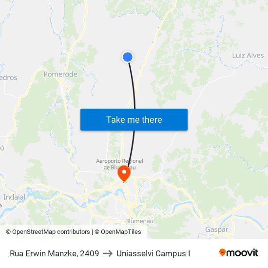 Rua Erwin Manzke, 2409 to Uniasselvi Campus I map