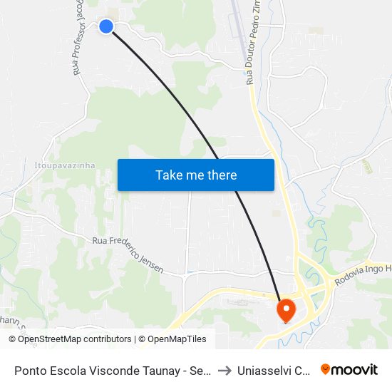 Ponto Escola Visconde Taunay - Sentido Aeroporto to Uniasselvi Campus I map